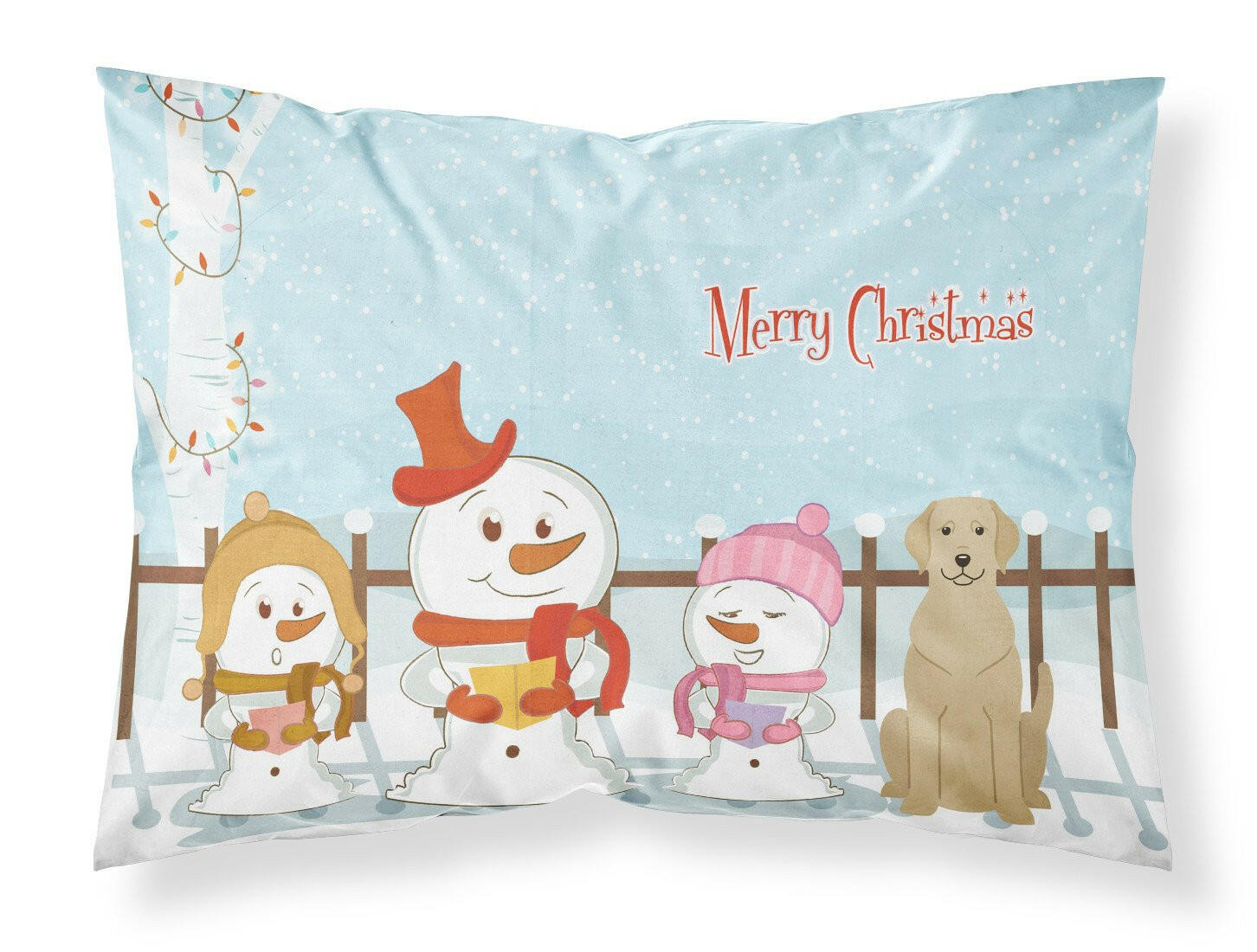 Merry Christmas Carolers Yellow Labrador Fabric Standard Pillowcase BB2386PILLOWCASE by Caroline's Treasures