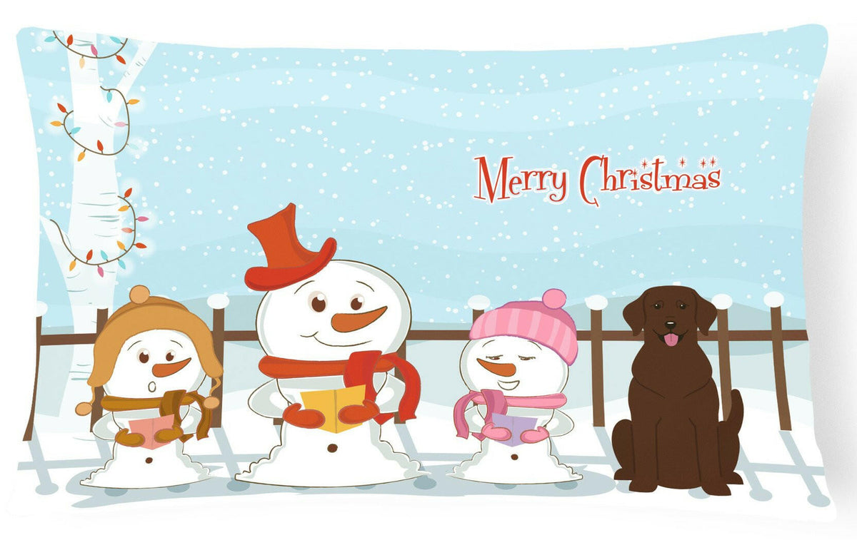 Merry Christmas Carolers Chocolate Labrador Canvas Fabric Decorative Pillow BB2387PW1216 by Caroline&#39;s Treasures