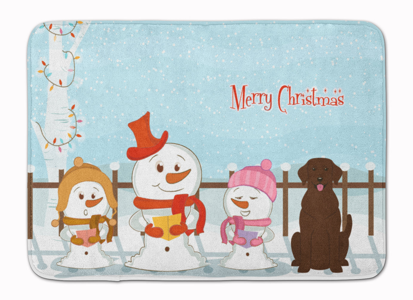 Merry Christmas Carolers Chocolate Labrador Machine Washable Memory Foam Mat BB2387RUG - the-store.com