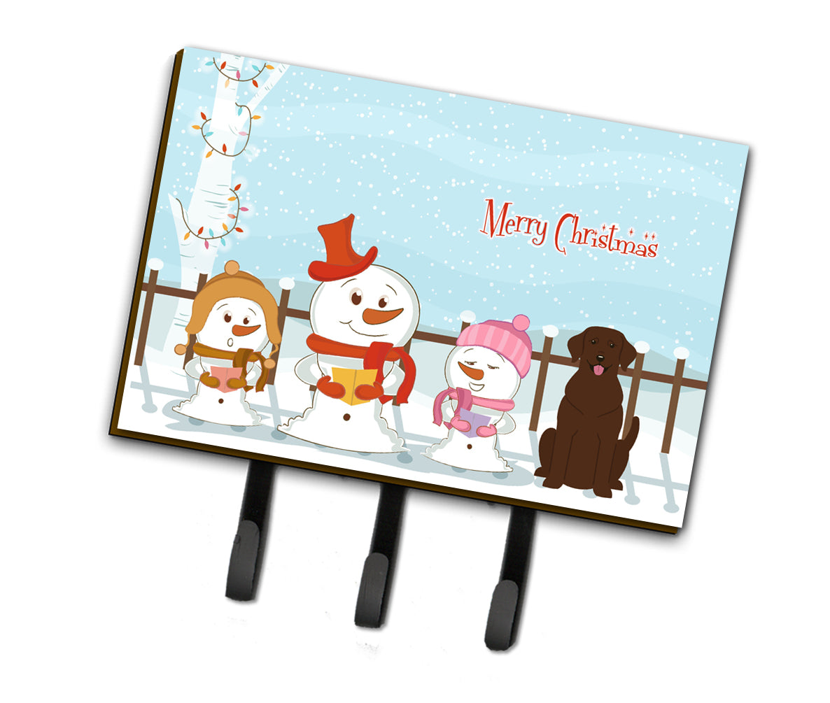Merry Christmas Carolers Chocolate Labrador Leash or Key Holder BB2387TH68
