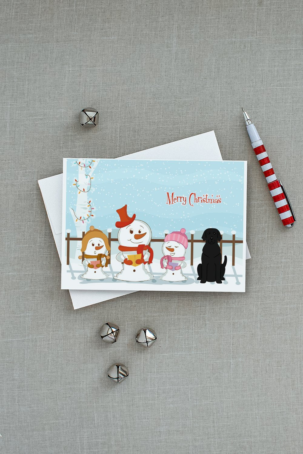 Merry Christmas Carolers Black Labrador Greeting Cards and Envelopes Pack of 8 - the-store.com