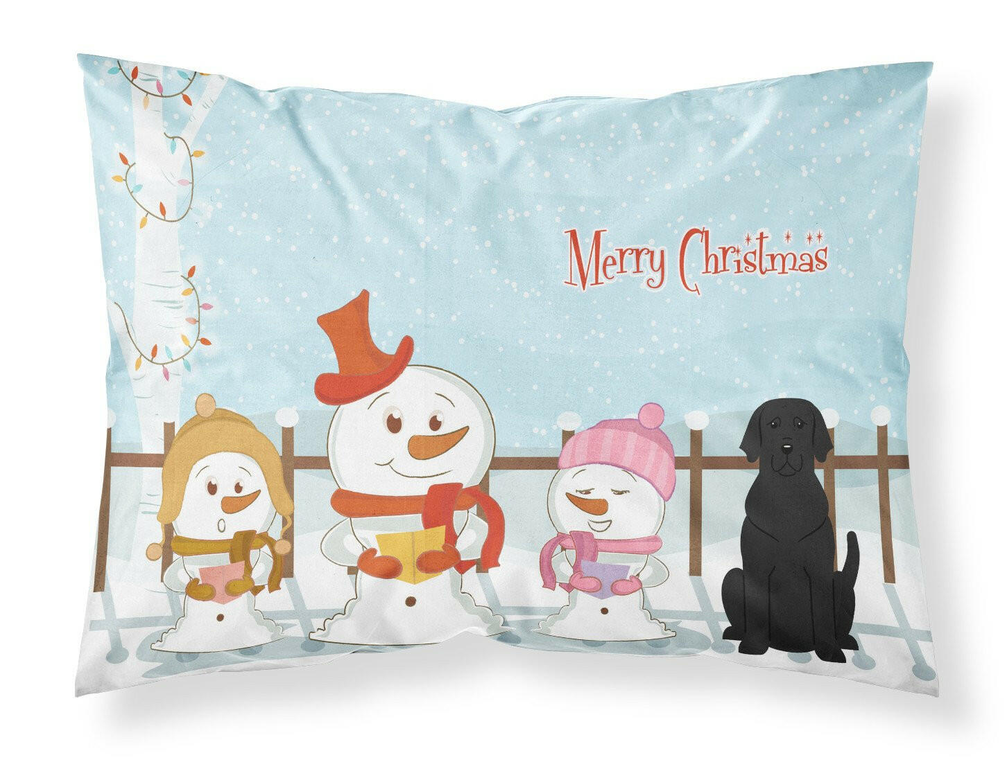 Merry Christmas Carolers Black Labrador Fabric Standard Pillowcase BB2388PILLOWCASE by Caroline's Treasures