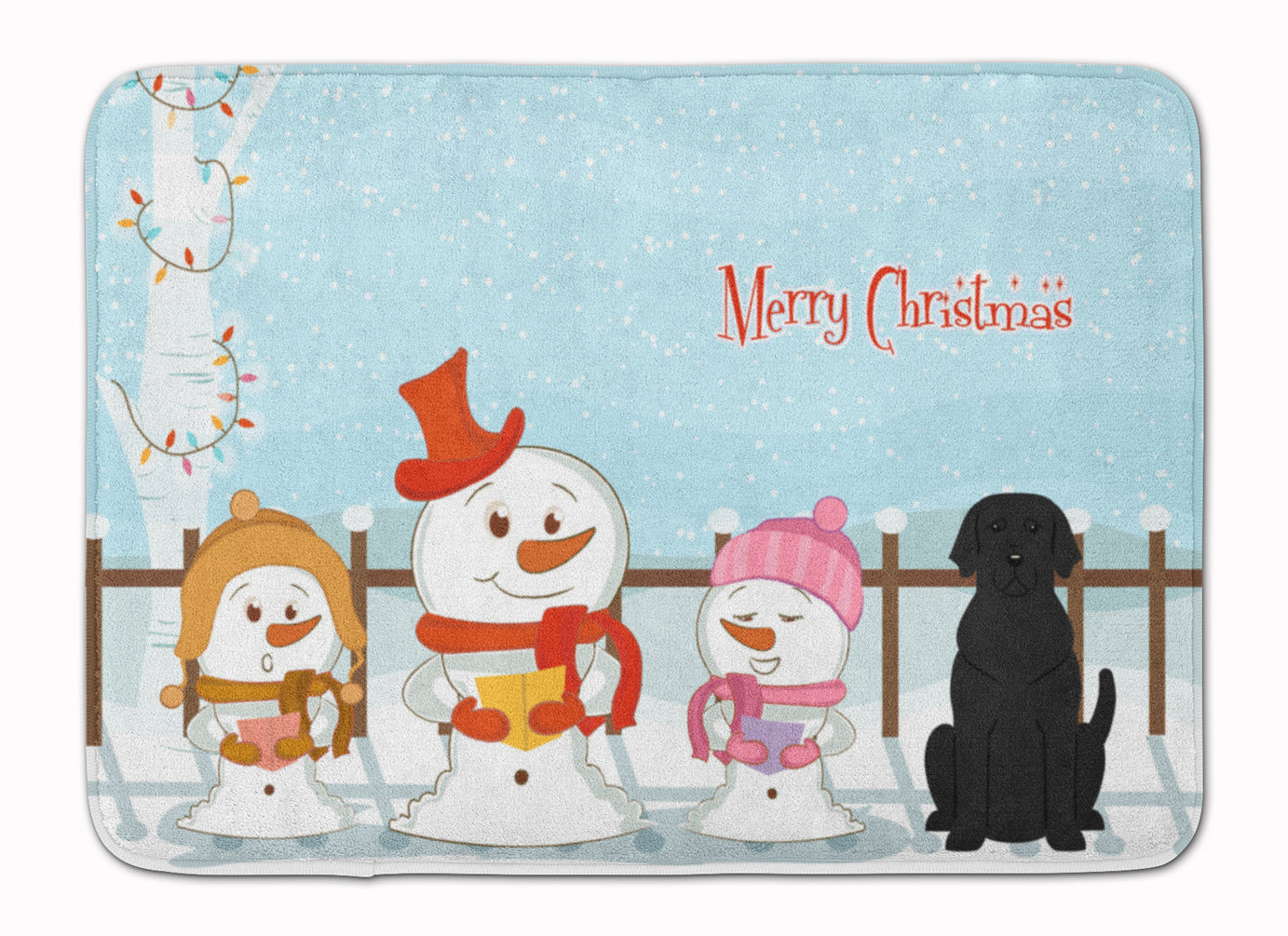 Merry Christmas Carolers Black Labrador Machine Washable Memory Foam Mat BB2388RUG - the-store.com