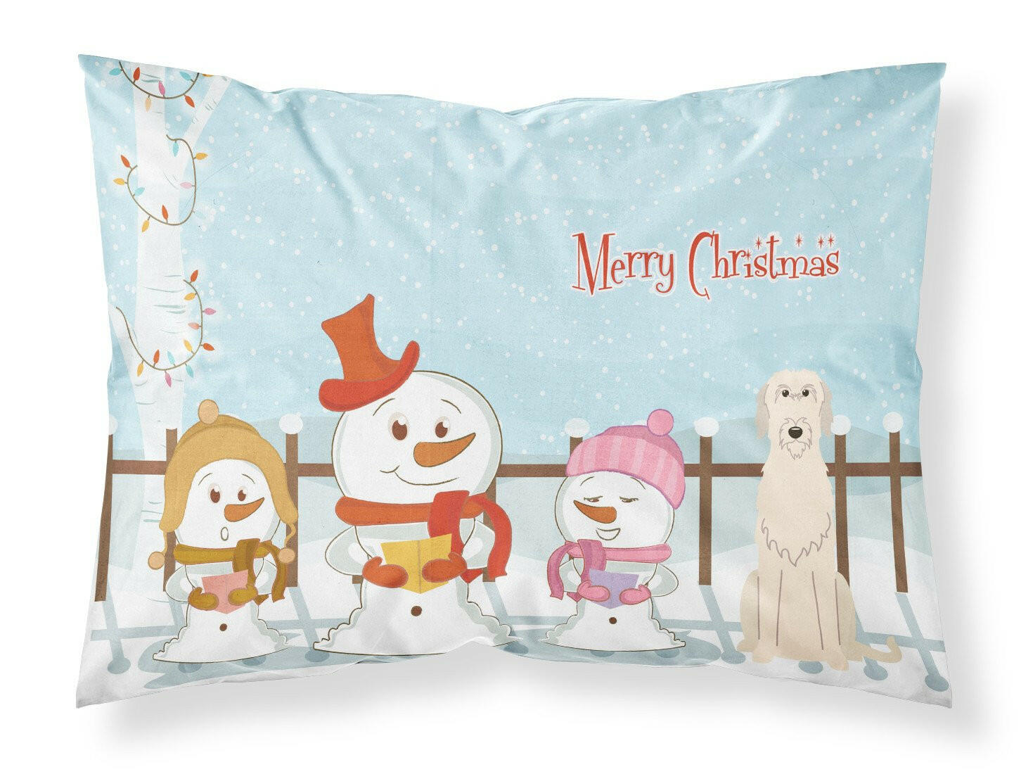 Merry Christmas Carolers Irish Wolfhound Fabric Standard Pillowcase BB2396PILLOWCASE by Caroline's Treasures