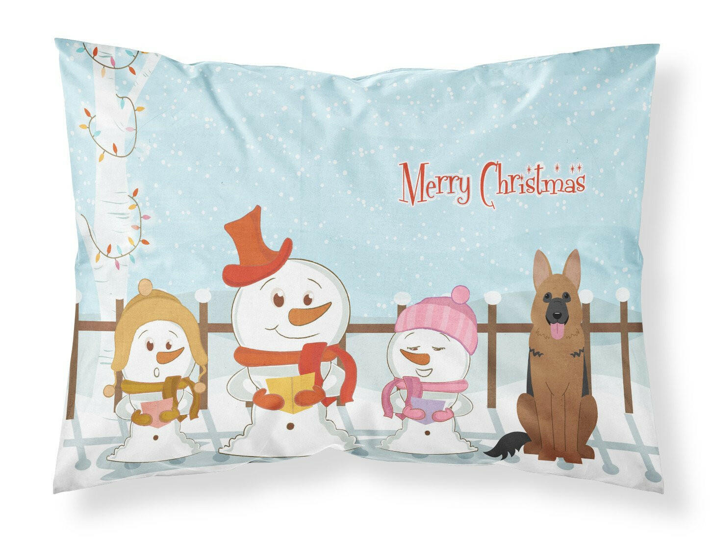 Merry Christmas Carolers German Shepherd Fabric Standard Pillowcase BB2398PILLOWCASE by Caroline's Treasures