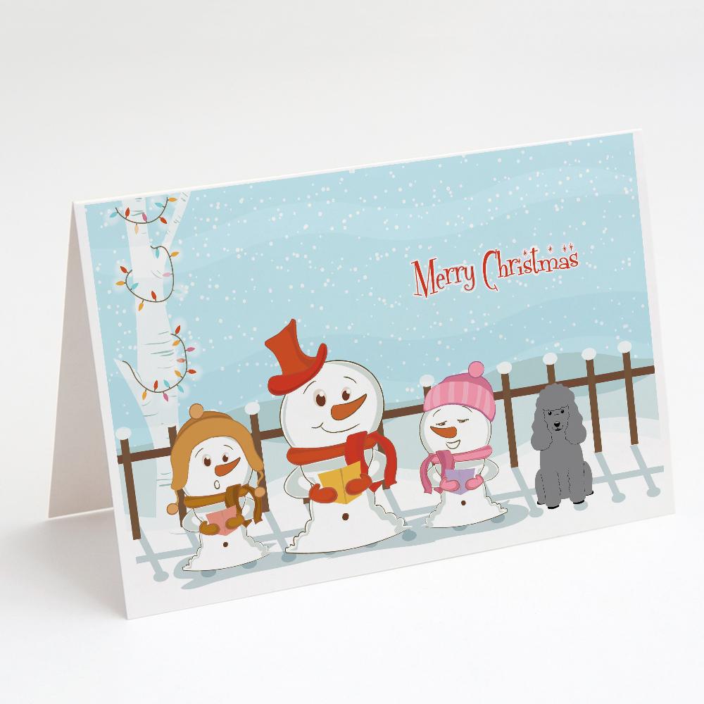 Buy this Merry Christmas Carolers Poodle Silver Greeting Cards and Envelopes Pack of 8
