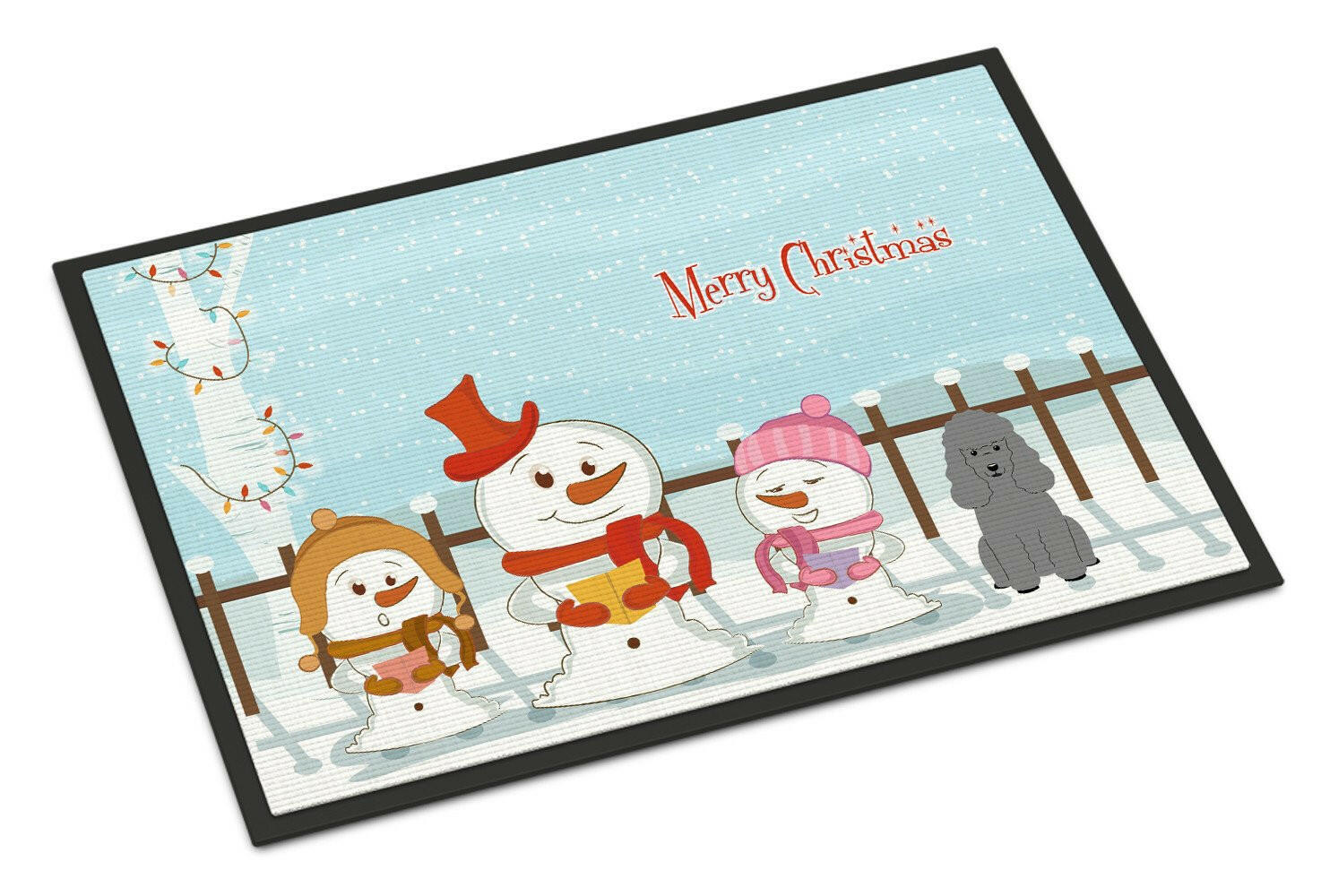 Merry Christmas Carolers Poodle Silver Indoor or Outdoor Mat 24x36 BB2399JMAT - the-store.com