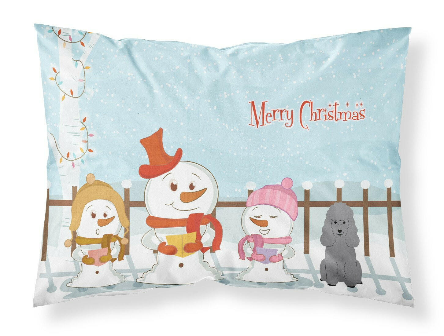Merry Christmas Carolers Poodle Silver Fabric Standard Pillowcase BB2399PILLOWCASE by Caroline's Treasures