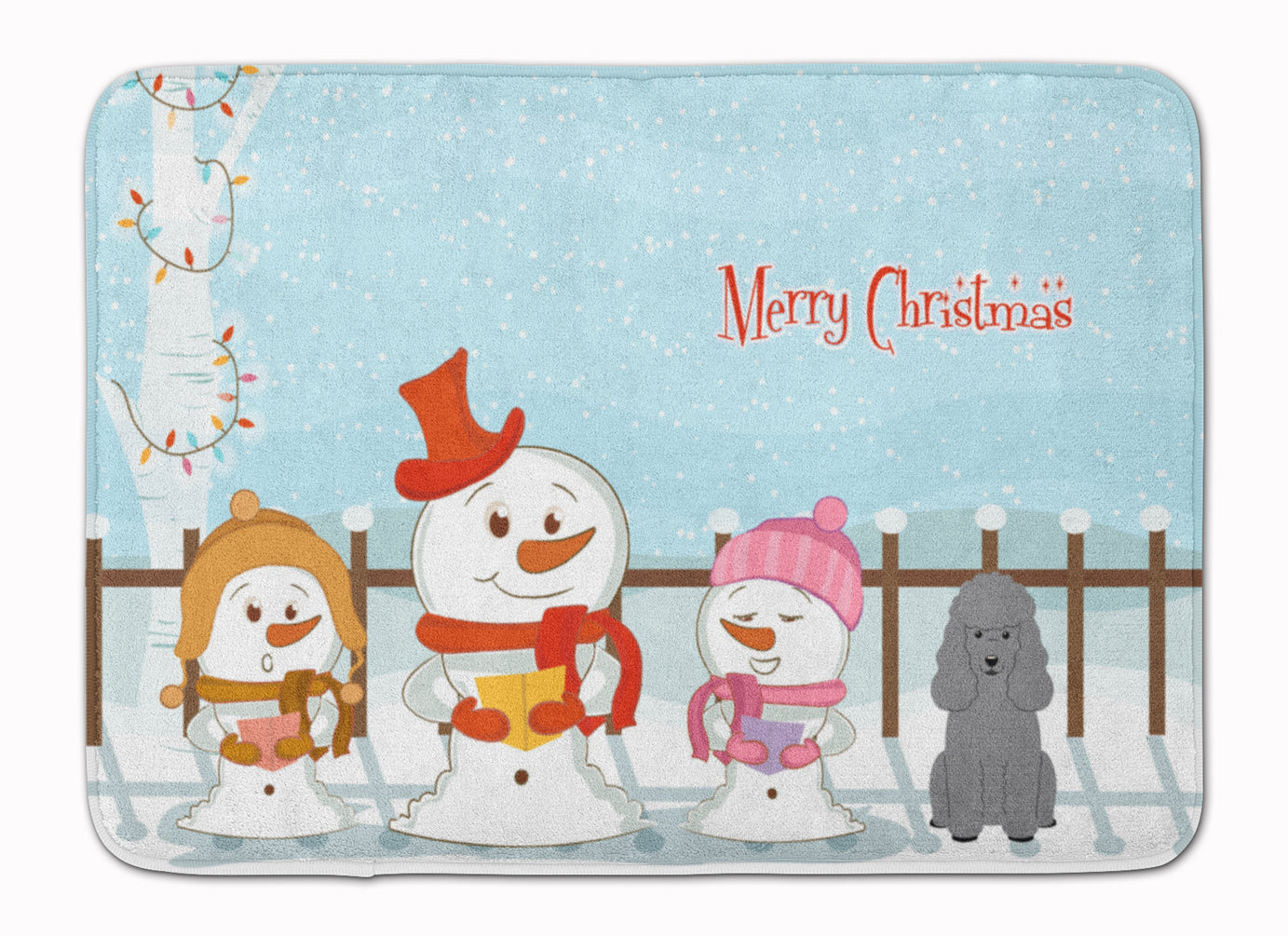 Merry Christmas Carolers Poodle Silver Machine Washable Memory Foam Mat BB2399RUG - the-store.com
