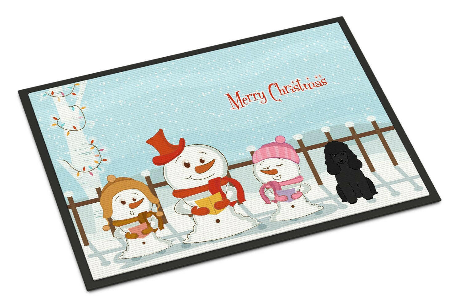 Merry Christmas Carolers Poodle Black Indoor or Outdoor Mat 24x36 BB2402JMAT - the-store.com