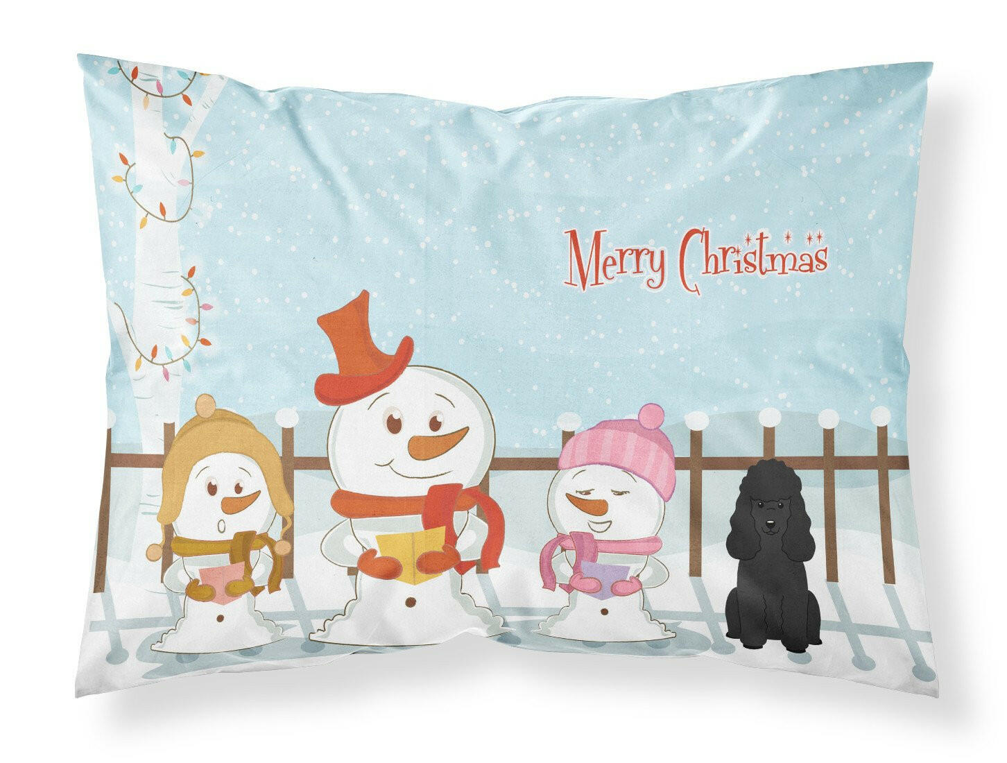 Merry Christmas Carolers Poodle Black Fabric Standard Pillowcase BB2402PILLOWCASE by Caroline's Treasures