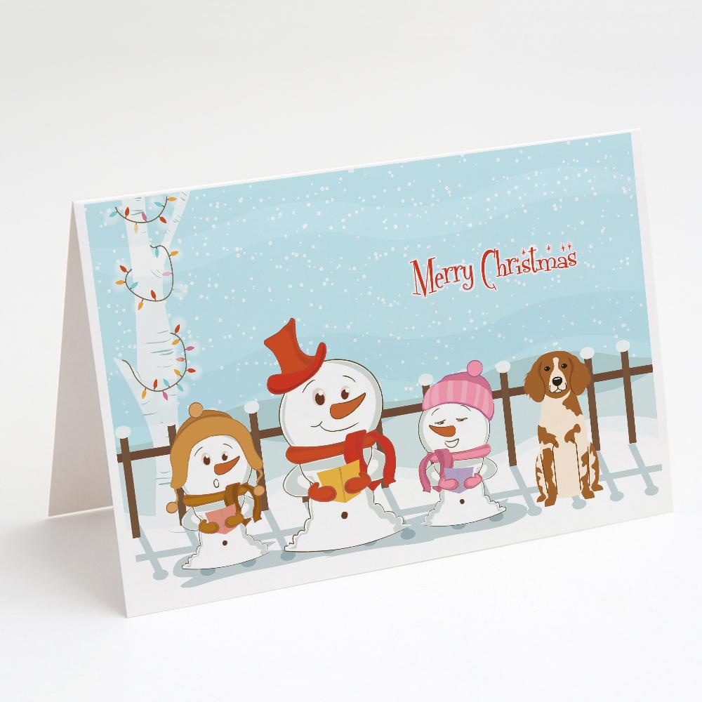 Buy this Merry Christmas Carolers Brittany Spaniel Greeting Cards and Envelopes Pack of 8