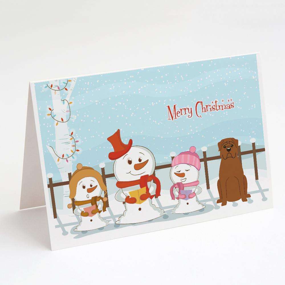 Buy this Merry Christmas Carolers Dogue de Bourdeaux Greeting Cards and Envelopes Pack of 8