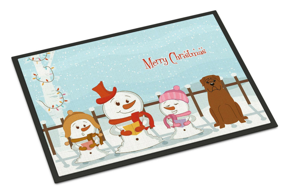 Merry Christmas Carolers Dogue de Bourdeaux Indoor or Outdoor Mat 24x36 BB2404JMAT - the-store.com