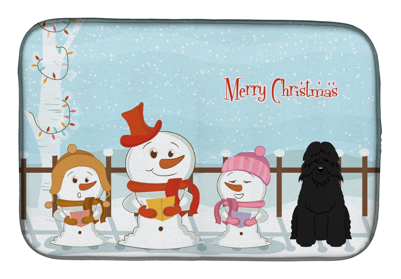 Merry Christmas Carolers Bouvier des Flandres Dish Drying Mat BB2405DDM  the-store.com.