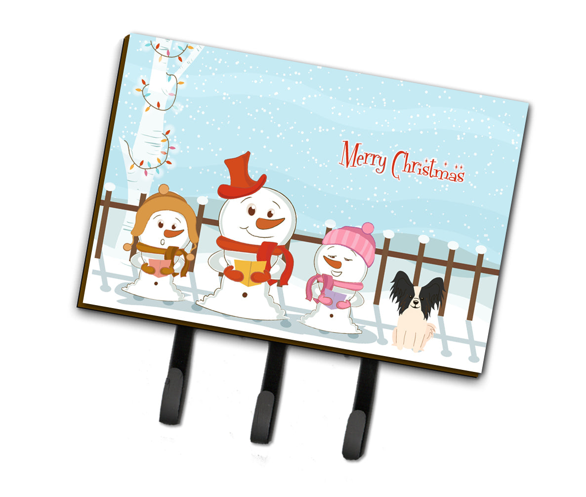 Merry Christmas Carolers Papillon Black White Leash or Key Holder BB2407TH68