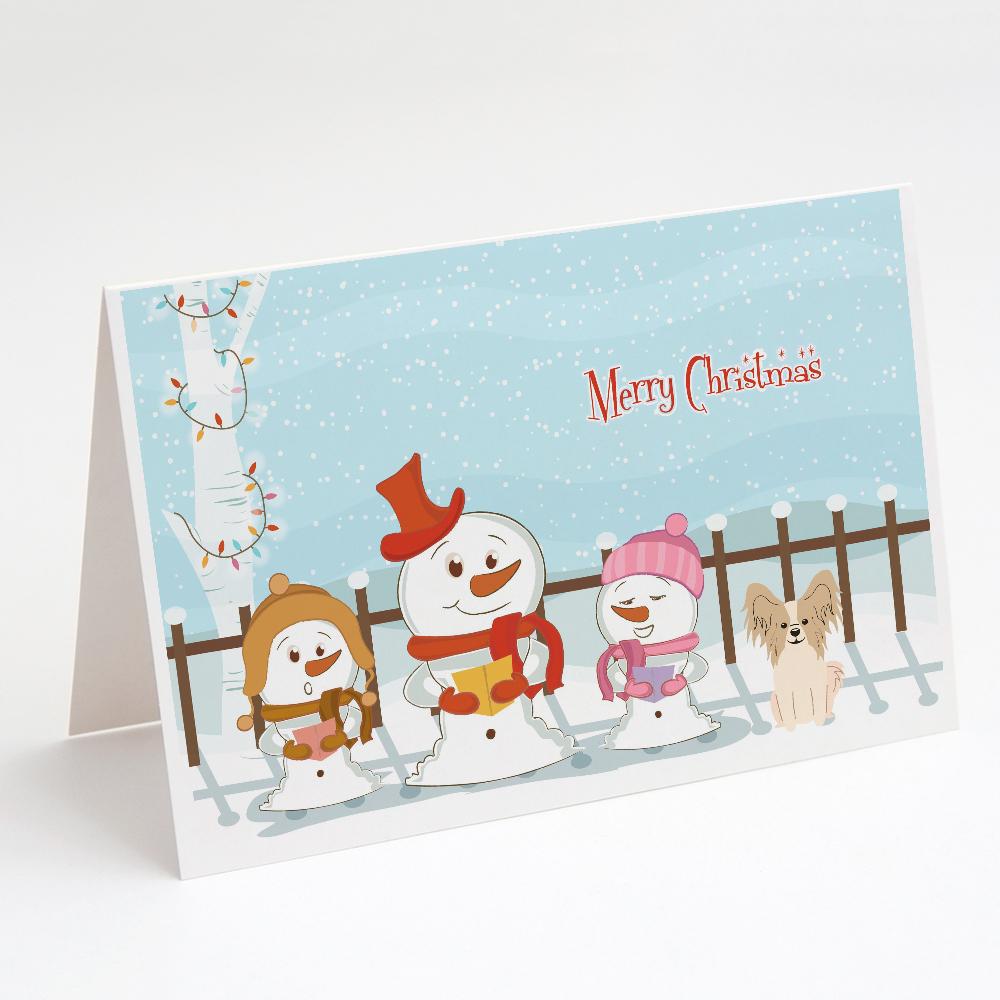 Buy this Merry Christmas Carolers Papillon Sable White Greeting Cards and Envelopes Pack of 8