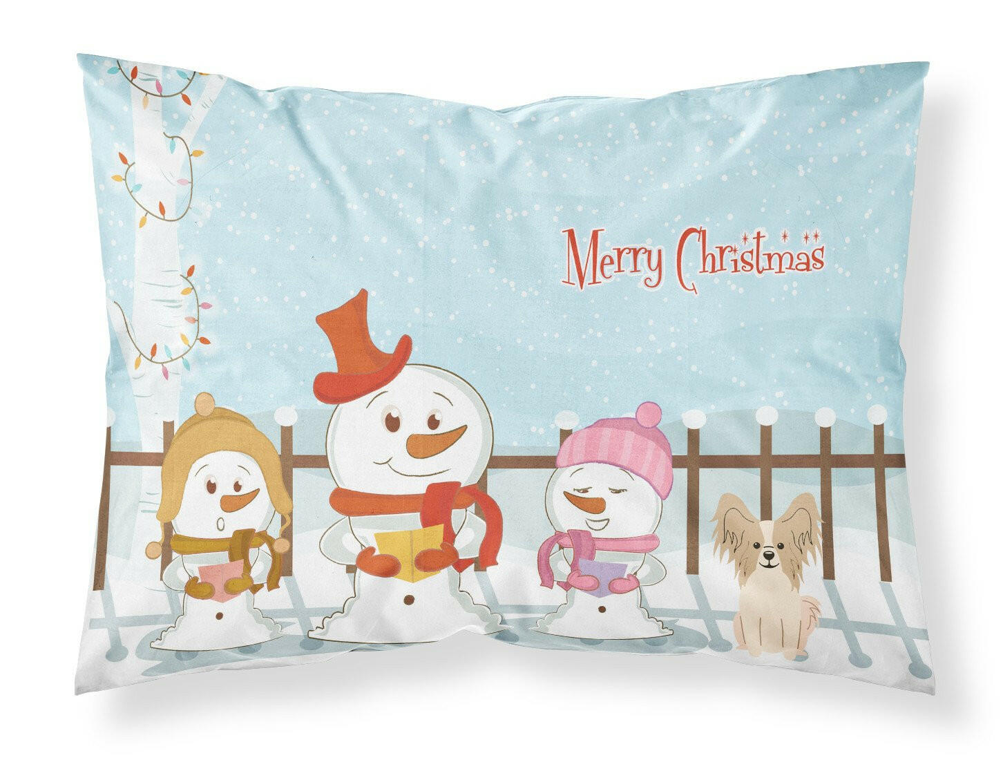Merry Christmas Carolers Papillon Sable White Fabric Standard Pillowcase BB2408PILLOWCASE by Caroline's Treasures