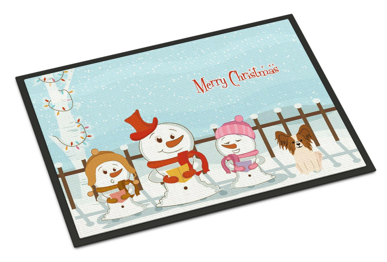 Merry Christmas Carolers Papillon Red White Indoor or Outdoor Mat 24x36 BB2409JMAT - the-store.com