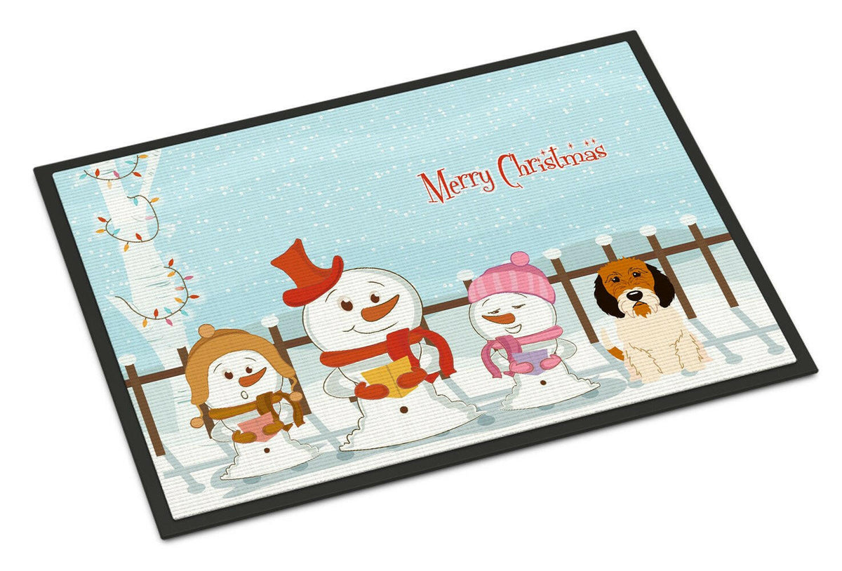 Merry Christmas Carolers Petit Basset Griffon Veenden Indoor or Outdoor Mat 18x27 BB2410MAT - the-store.com