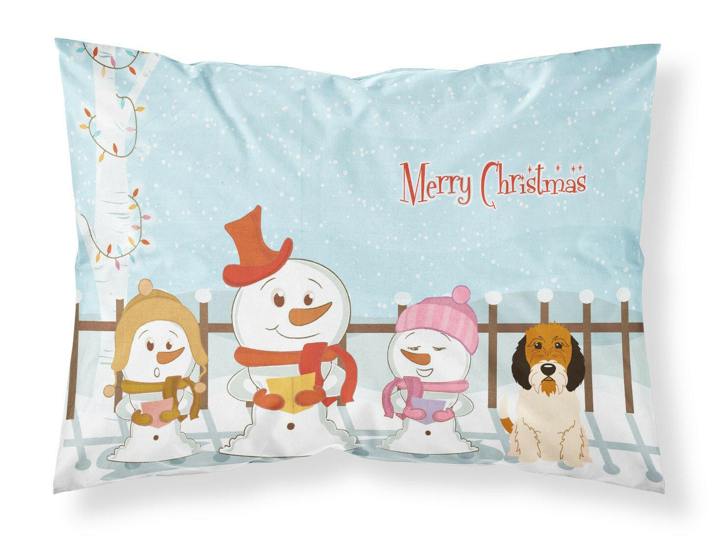 Merry Christmas Carolers Petit Basset Griffon Veenden Fabric Standard Pillowcase BB2410PILLOWCASE by Caroline's Treasures