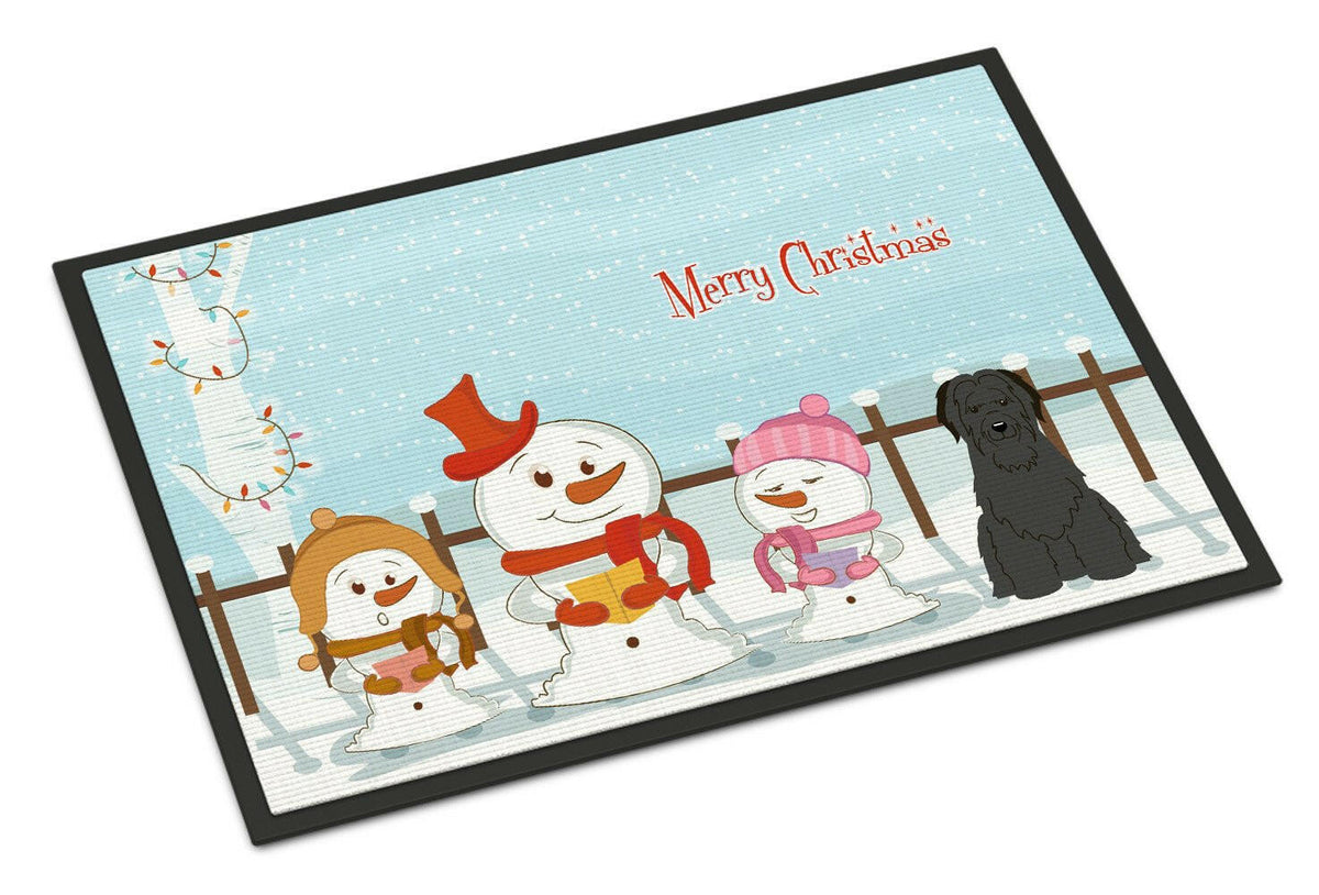Merry Christmas Carolers Briard Black Indoor or Outdoor Mat 24x36 BB2412JMAT - the-store.com