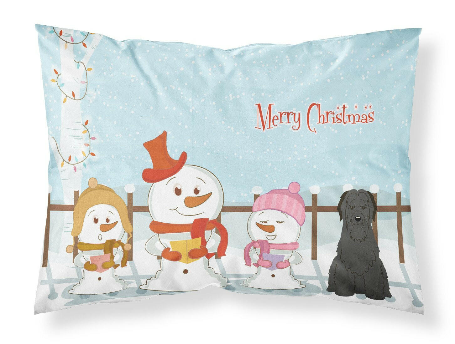Merry Christmas Carolers Briard Black Fabric Standard Pillowcase BB2412PILLOWCASE by Caroline's Treasures