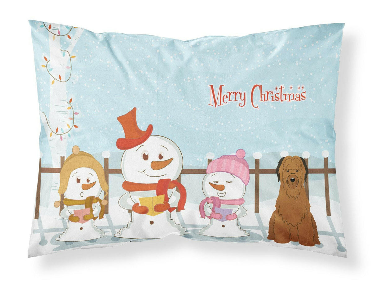 Merry Christmas Carolers Briard Brown Fabric Standard Pillowcase BB2413PILLOWCASE by Caroline&#39;s Treasures