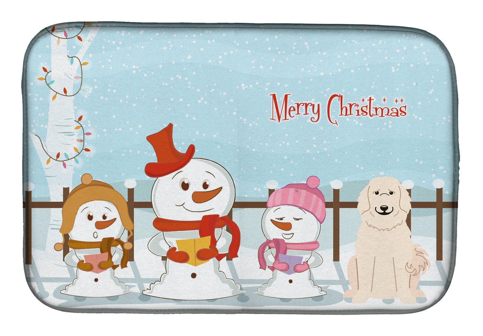 Merry Christmas Carolers Great Pyrenese Dish Drying Mat BB2414DDM