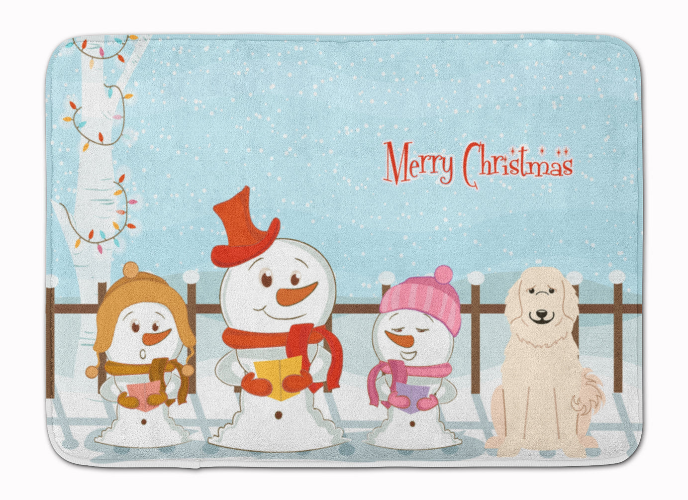 Merry Christmas Carolers Great Pyrenese Machine Washable Memory Foam Mat BB2414RUG - the-store.com
