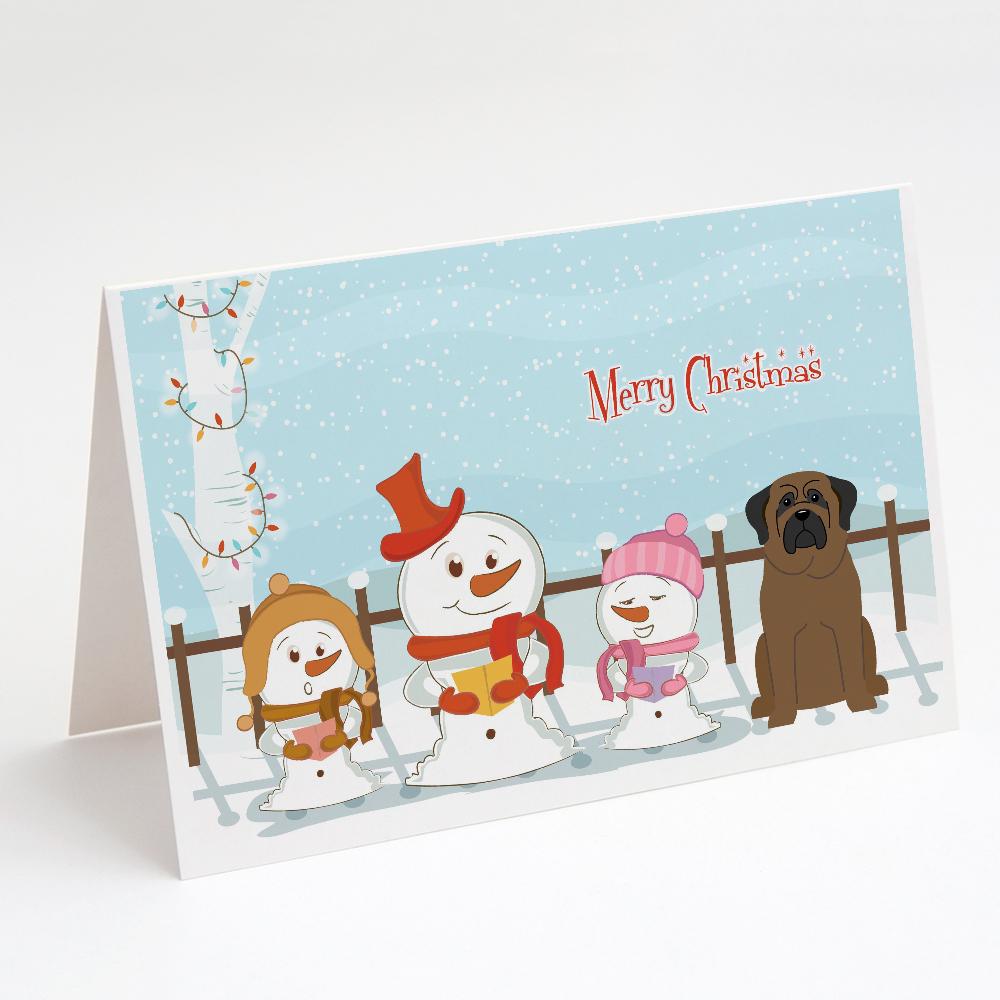 Buy this Merry Christmas Carolers Bullmastiff Greeting Cards and Envelopes Pack of 8