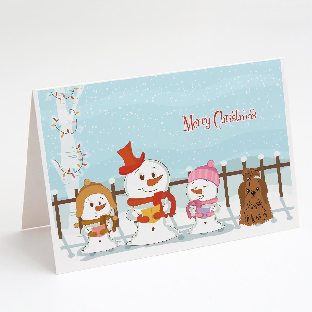 Buy this Merry Christmas Carolers Shih Tzu Chocolate Greeting Cards and Envelopes Pack of 8