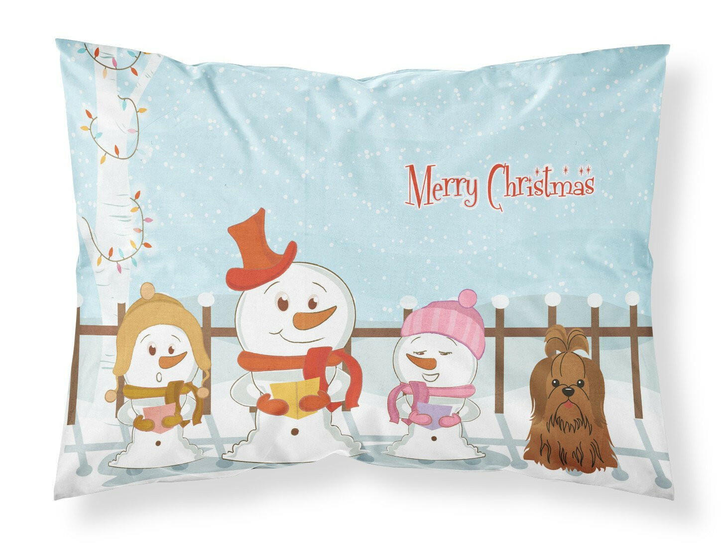 Merry Christmas Carolers Shih Tzu Chocolate Fabric Standard Pillowcase BB2417PILLOWCASE by Caroline's Treasures