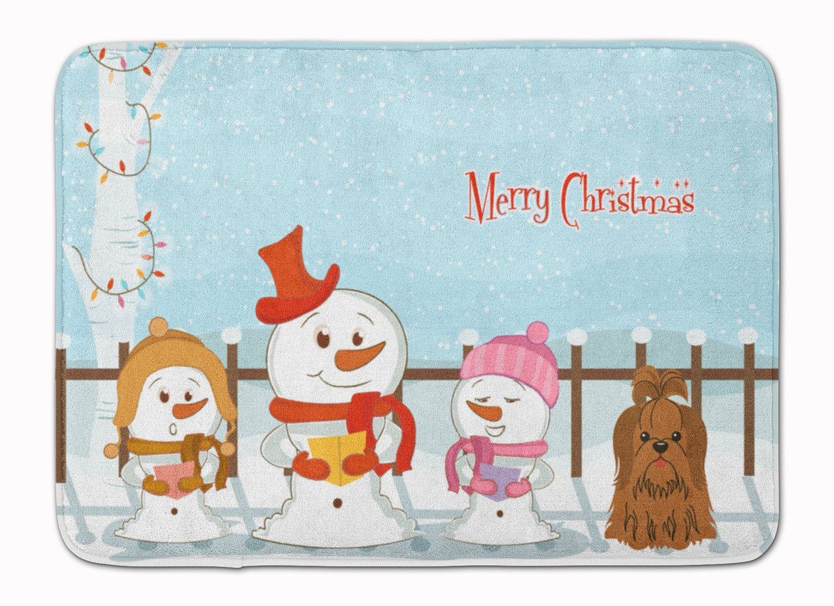 Merry Christmas Carolers Shih Tzu Chocolate Machine Washable Memory Foam Mat BB2417RUG - the-store.com