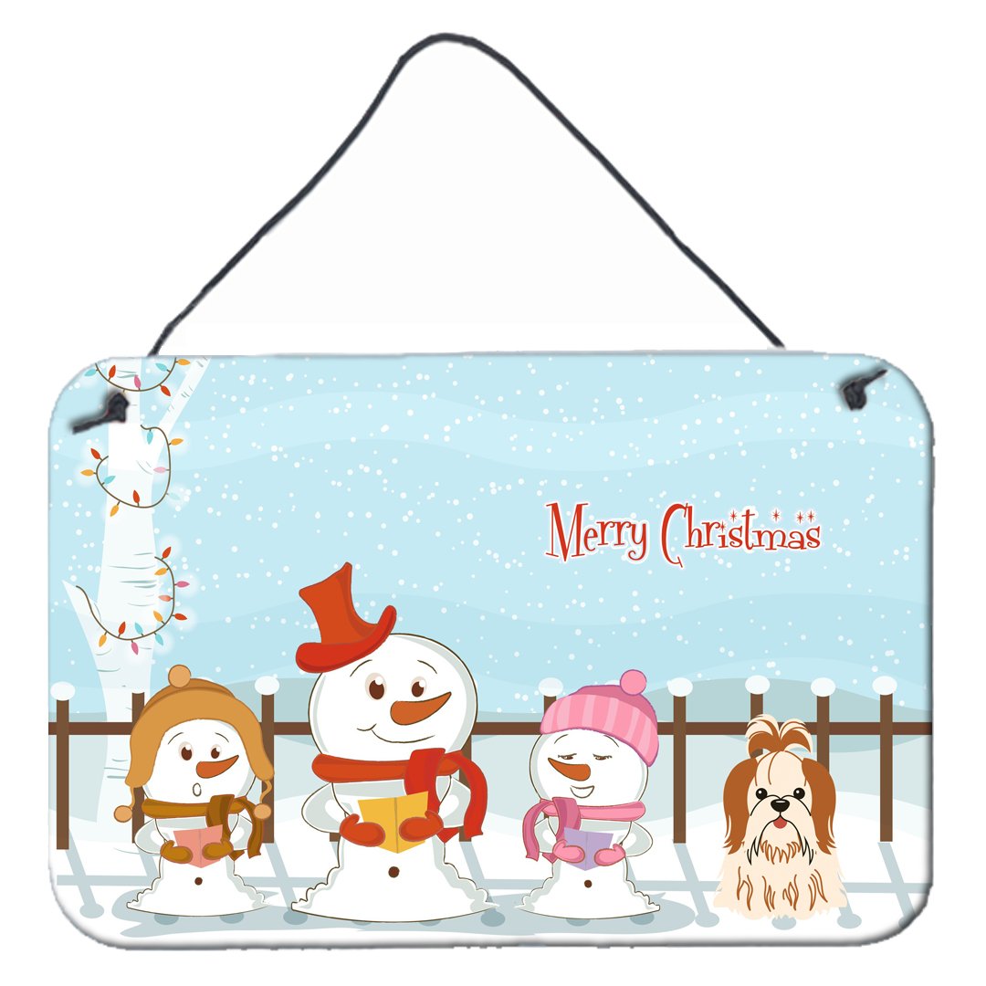 Merry Christmas Carolers Shih Tzu Red White Wall or Door Hanging Prints BB2418DS812 by Caroline&#39;s Treasures