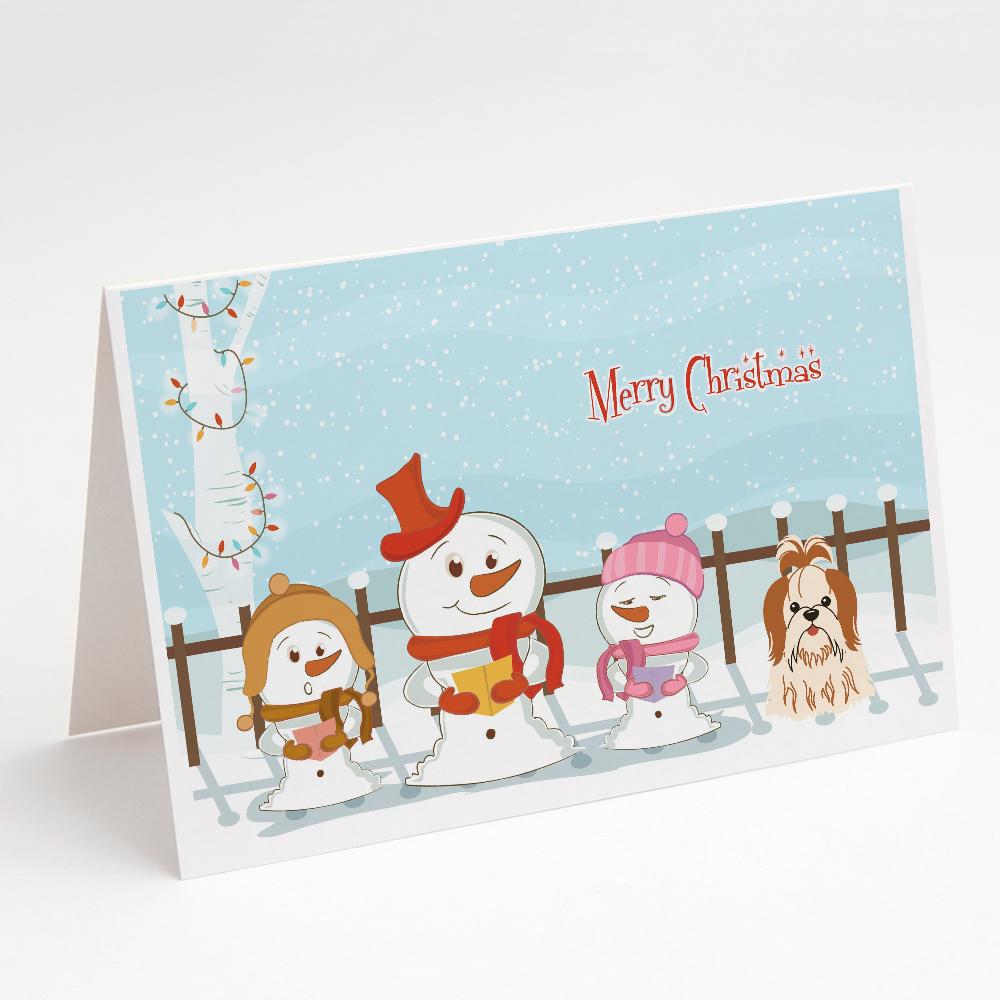 Buy this Merry Christmas Carolers Shih Tzu Red White Greeting Cards and Envelopes Pack of 8