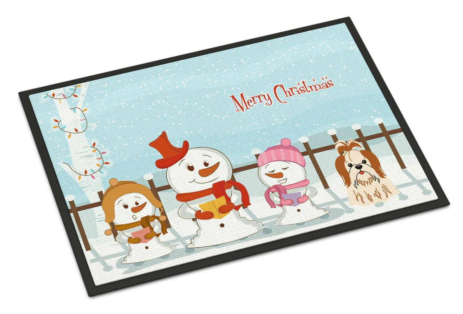 Merry Christmas Carolers Shih Tzu Red White Indoor or Outdoor Mat 24x36 BB2418JMAT - the-store.com