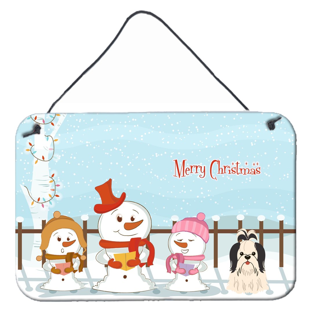 Merry Christmas Carolers Shih Tzu Black White Wall or Door Hanging Prints BB2419DS812 by Caroline&#39;s Treasures