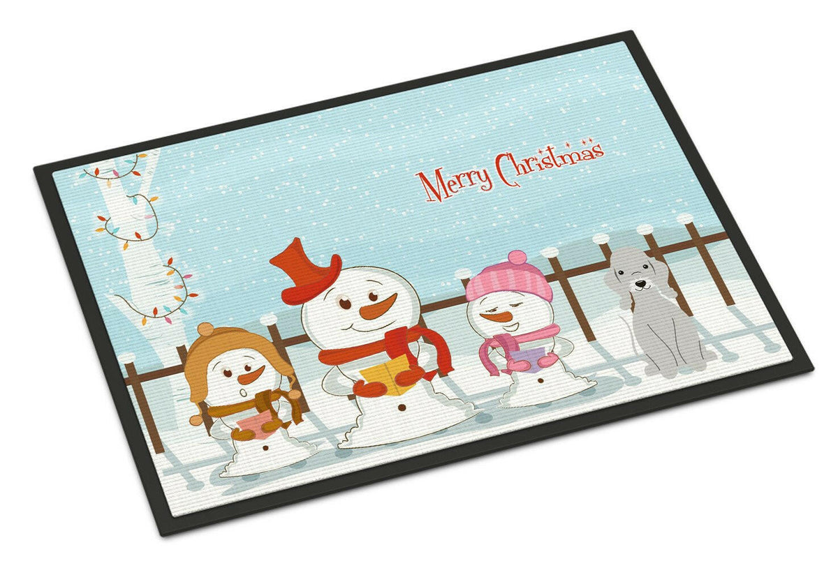 Merry Christmas Carolers Bedlington Terrier Blue Indoor or Outdoor Mat 18x27 BB2421MAT - the-store.com