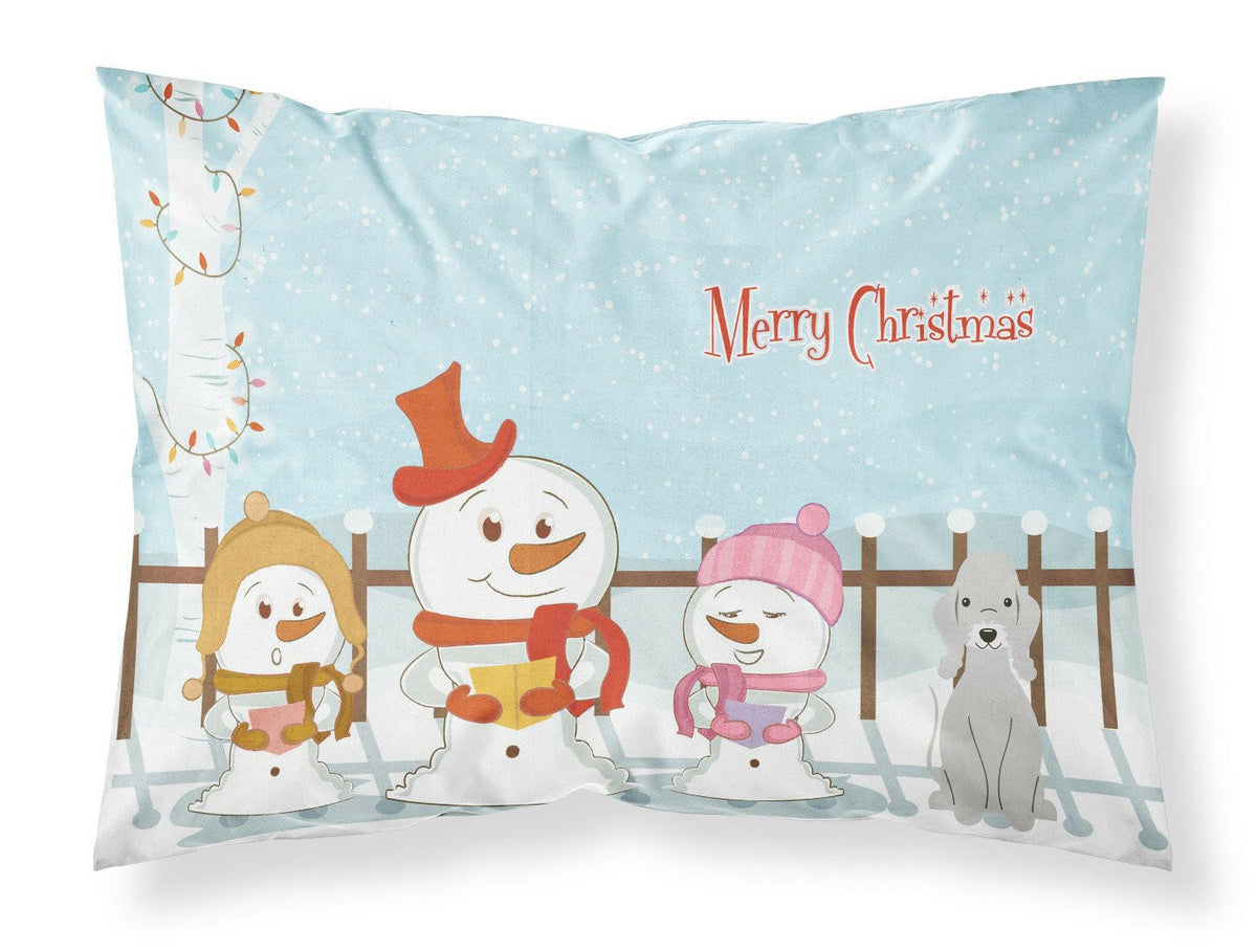Merry Christmas Carolers Bedlington Terrier Blue Fabric Standard Pillowcase BB2421PILLOWCASE by Caroline&#39;s Treasures