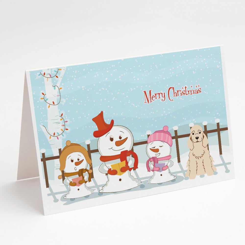 Buy this Merry Christmas Carolers Cocker Spaniel Buff Greeting Cards and Envelopes Pack of 8