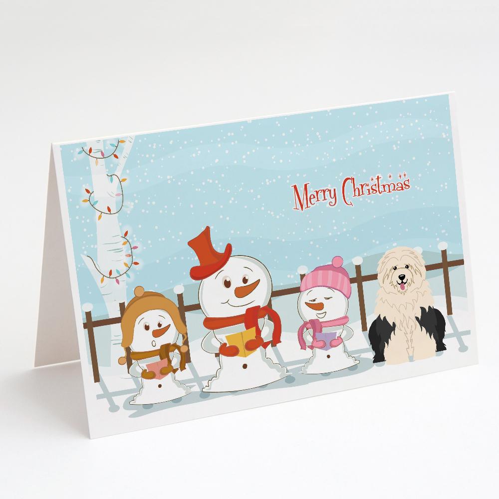 Buy this Merry Christmas Carolers Old English Sheepdog Greeting Cards and Envelopes Pack of 8