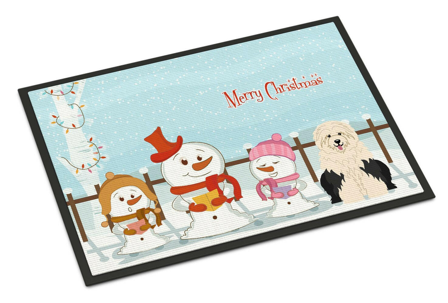 Merry Christmas Carolers Old English Sheepdog Indoor or Outdoor Mat 18x27 BB2427MAT - the-store.com