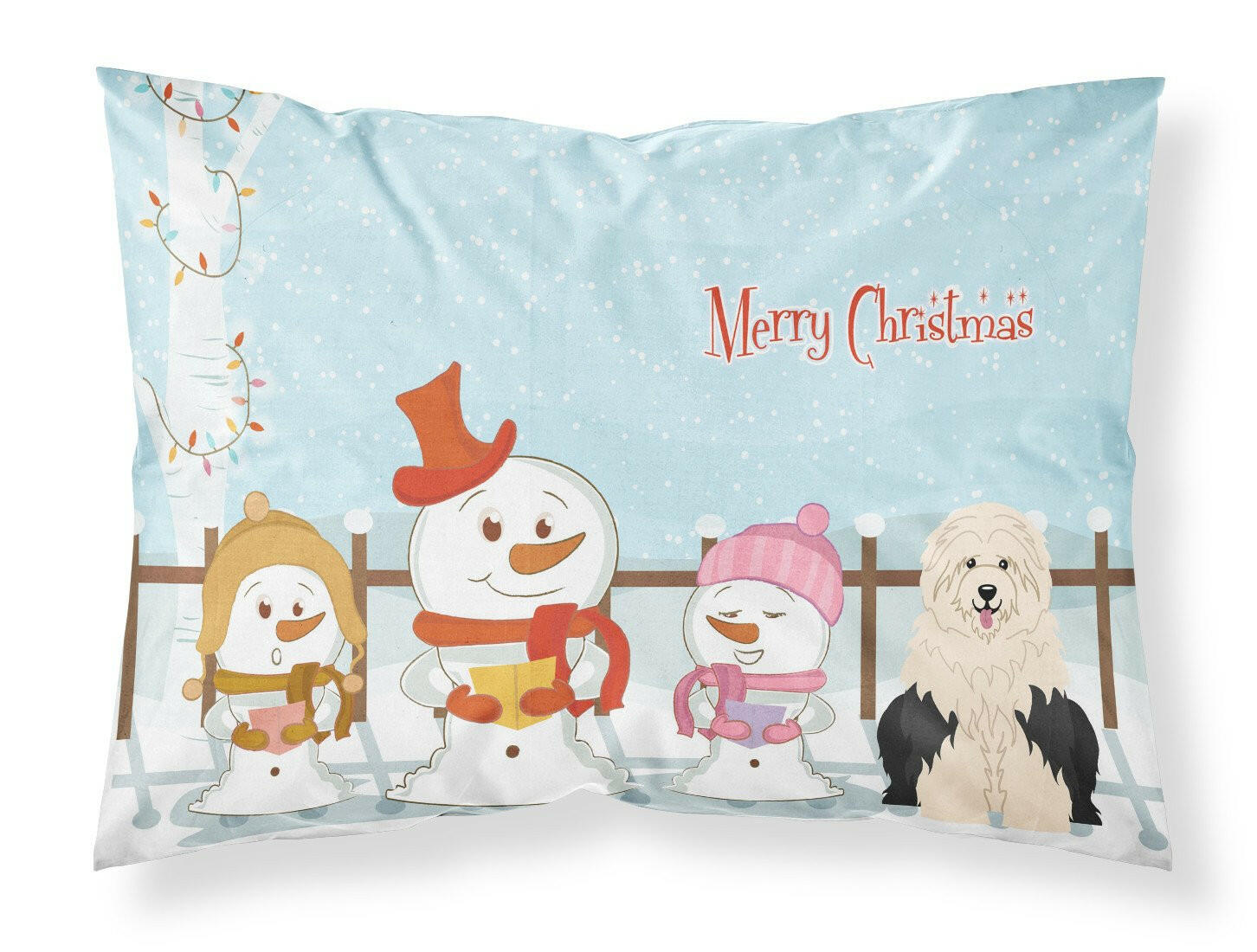 Merry Christmas Carolers Old English Sheepdog Fabric Standard Pillowcase BB2427PILLOWCASE by Caroline's Treasures