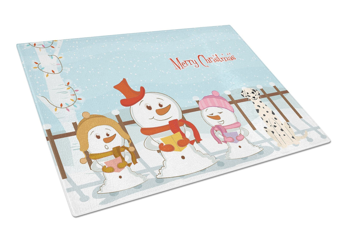 Caroline's Treasures Merry Christmas Carolers Dalmatian Glass Cutting Boards – Durable, Decorative Kitchen Art Large BB2428LCB