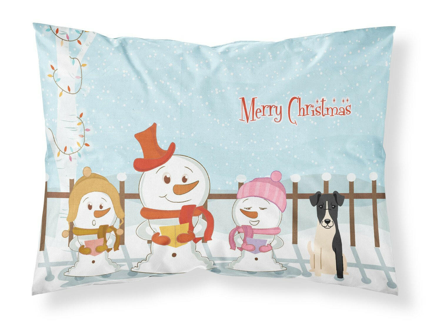 Merry Christmas Carolers Smooth Fox Terrier Fabric Standard Pillowcase BB2429PILLOWCASE by Caroline's Treasures