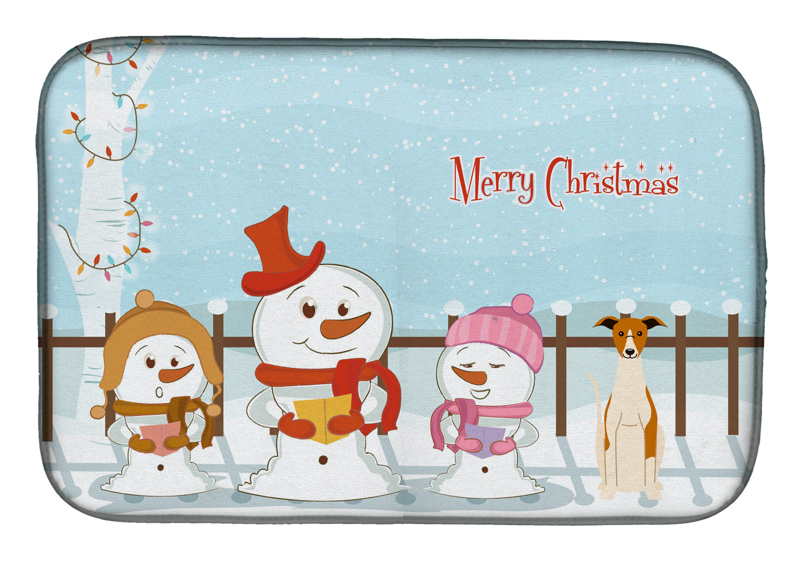 Merry Christmas Carolers Whippet Dish Drying Mat BB2430DDM  the-store.com.