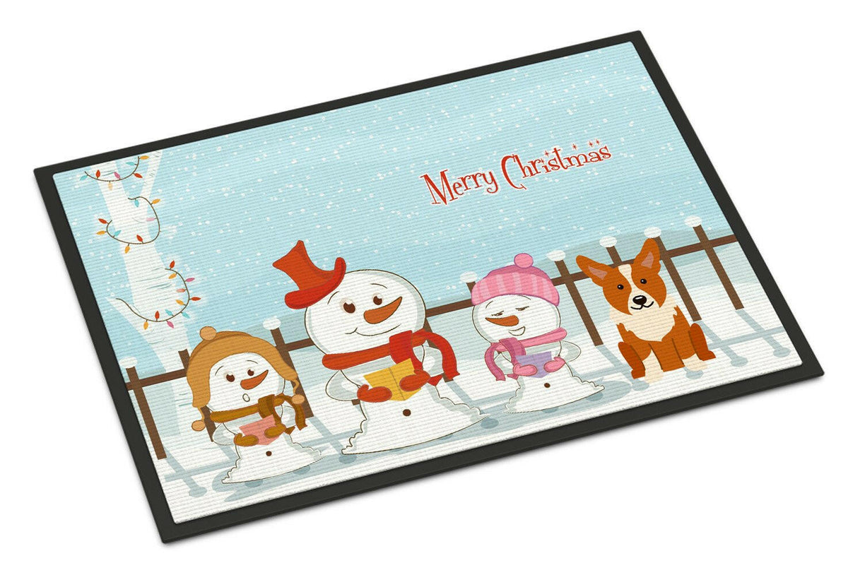 Merry Christmas Carolers Corgi Indoor or Outdoor Mat 24x36 BB2431JMAT - the-store.com
