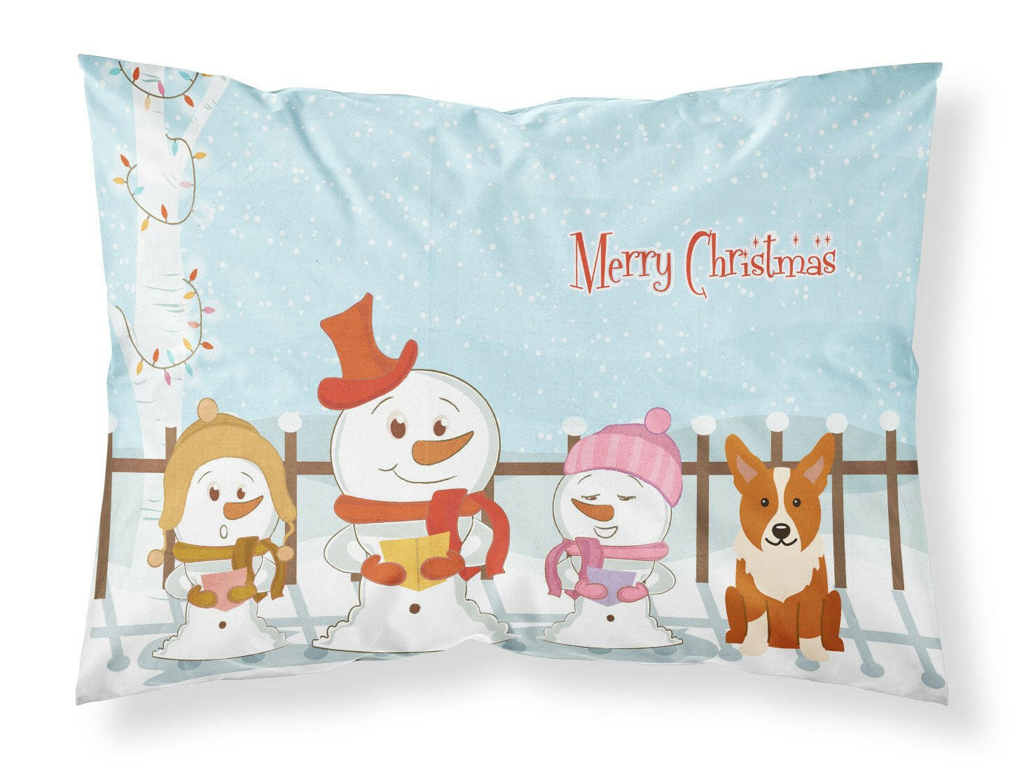 Merry Christmas Carolers Corgi Fabric Standard Pillowcase BB2431PILLOWCASE by Caroline's Treasures