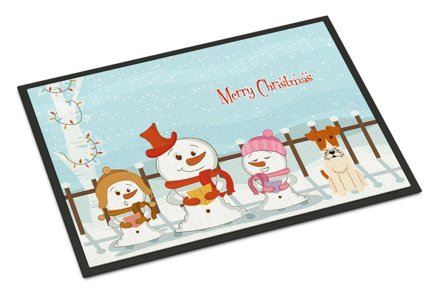 Merry Christmas Carolers Wire Fox Terrier Indoor or Outdoor Mat 18x27 BB2432MAT - the-store.com